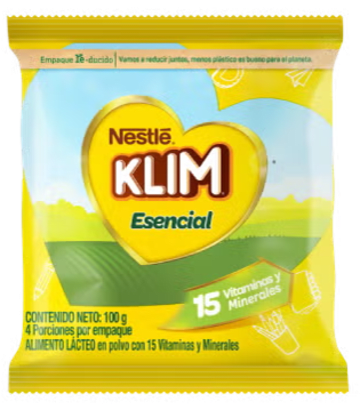 ALIMENTO LACTEO KLIM ESENCIAL BOLSA 100 GRS