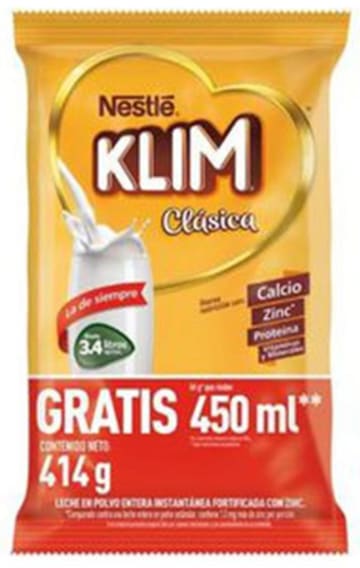 LECHE EN POLVO KLIM CLASICA BOLSA PAGUE 360 GRS LL 414 x 32
