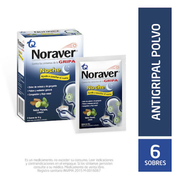 NORAVER GRIPA CALIENTE NOCHE PANELA LIMON x 6 SOBRES