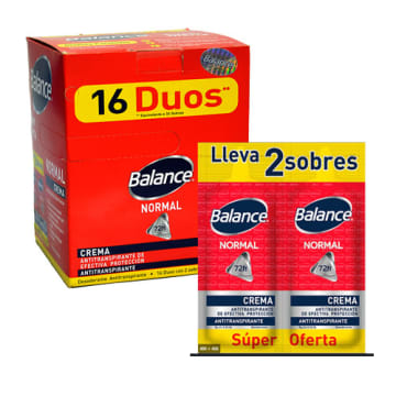 DESODORANTE BALANCE CREMA NORMAL 16 DUOS x DPL