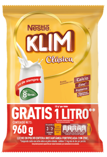 LECHE EN POLVO KLIM CLASICA BOLSA PAGUE 840 GRS LL 960 x 12