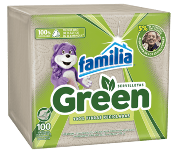 SERVILLETA FAMILIA GREEN DOBLADAS EN 2 100 UND