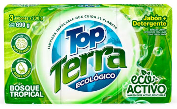 JABON TOP TERRA BARRA + DET AZUL BOSQUE TROPIC x 3 UNDS
