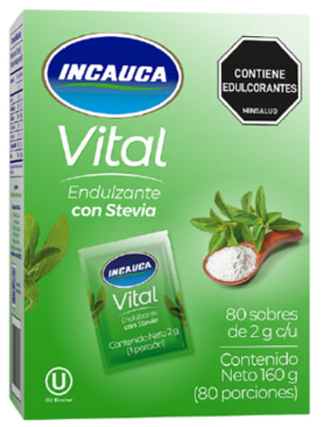 ENDULZANTE INCAUCA STEVIA DISPLAY 80 SOBRES x 12 UNDS