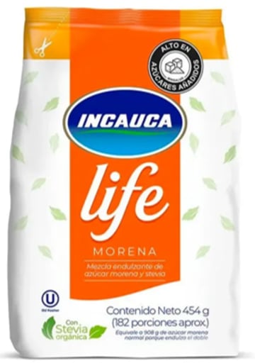 AZUCAR INCAUCA LIFE MORENA CON STEVIA 454 GRS x 24 UNDS