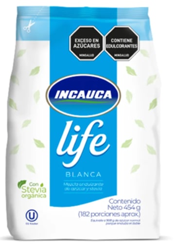 AZUCAR INCAUCA LIFE BLANCA CON STEVIA 454 GRS x 24 UNDS