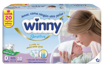PAÑAL WINNY SENSITIVE RECIEN NACIDO E0 30 UNDS x 12
