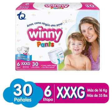 PAÑAL WINNY PANTS FUCSIA E6 30 UNDS x 6