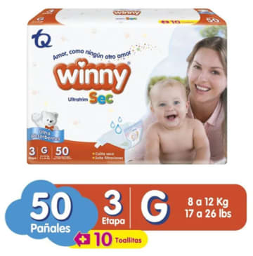 PAÑAL WINNY ULTRATRIM SEC ROJO E3 50 UNDS x 4