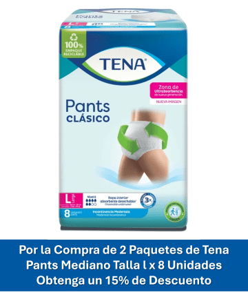 COMBO TENA PANTS GRANDE (L) x 8 (2 PAQUETES 15% DCTO)