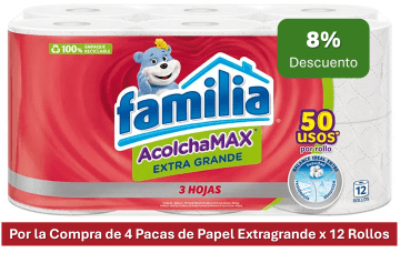 4 PACAS PAPEL FAMILIA EXTRAGRANDE x 12 x 4 (8% DESCUENTO)