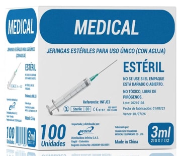 JERINGA DESECHABLE ESTERILIZADA INFINITA 3 ML x 100 UNDS