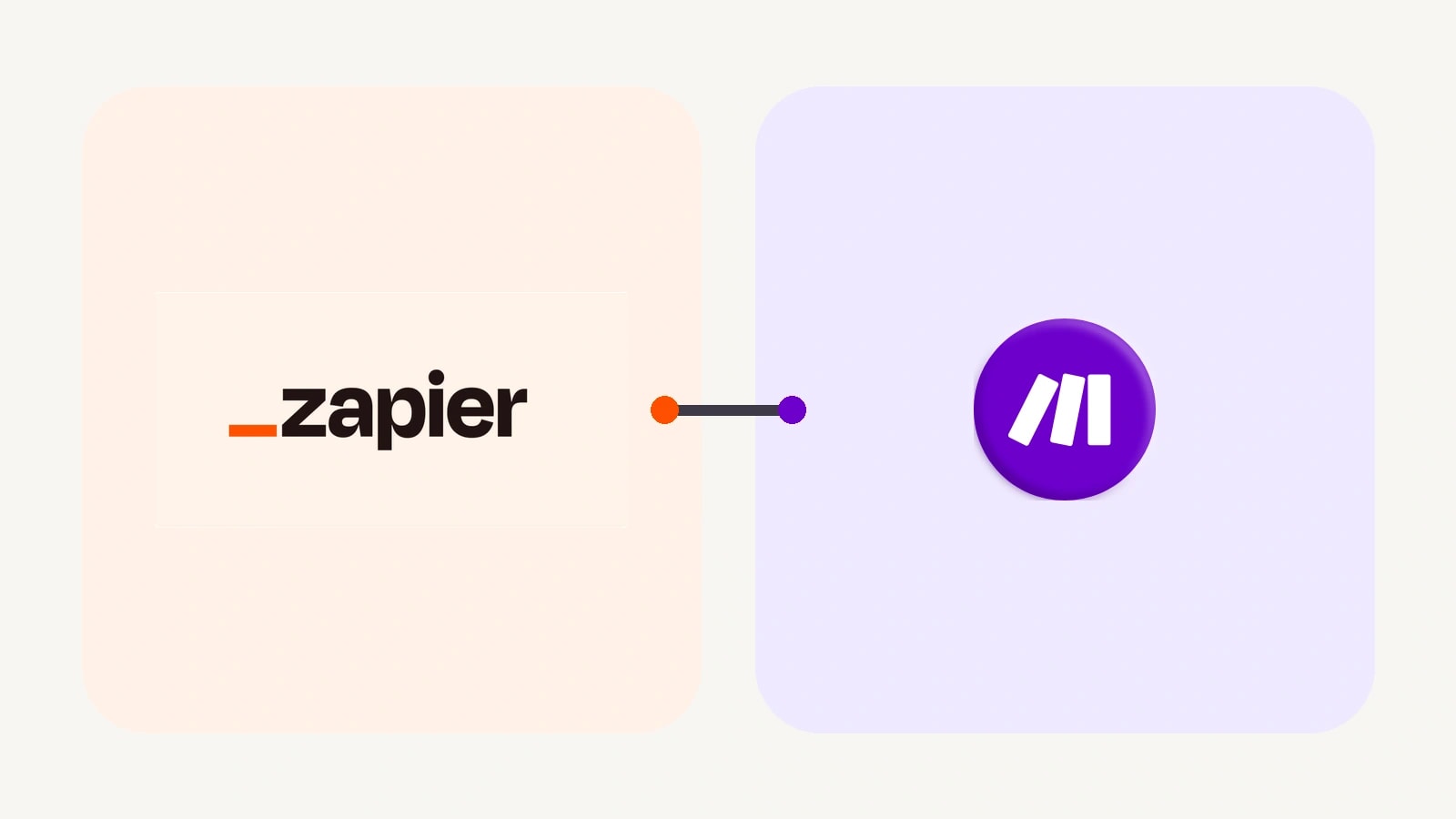 Logos oficiales de Zapier y Make conectados para comparar sus plataformas de automatización