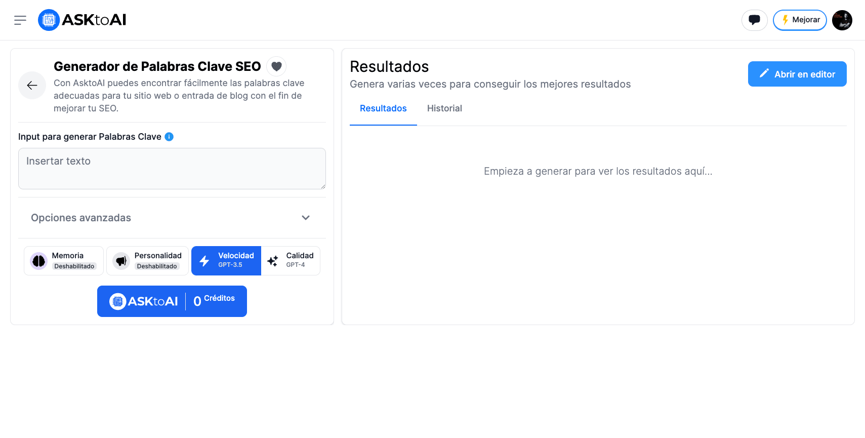 Genera Palabras Clave SEO con Mega Prompt