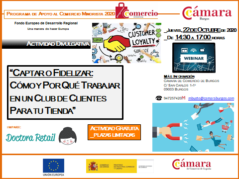Webinar sobre fidelización en el comercio minorista organizado por la Cámara de Comercio