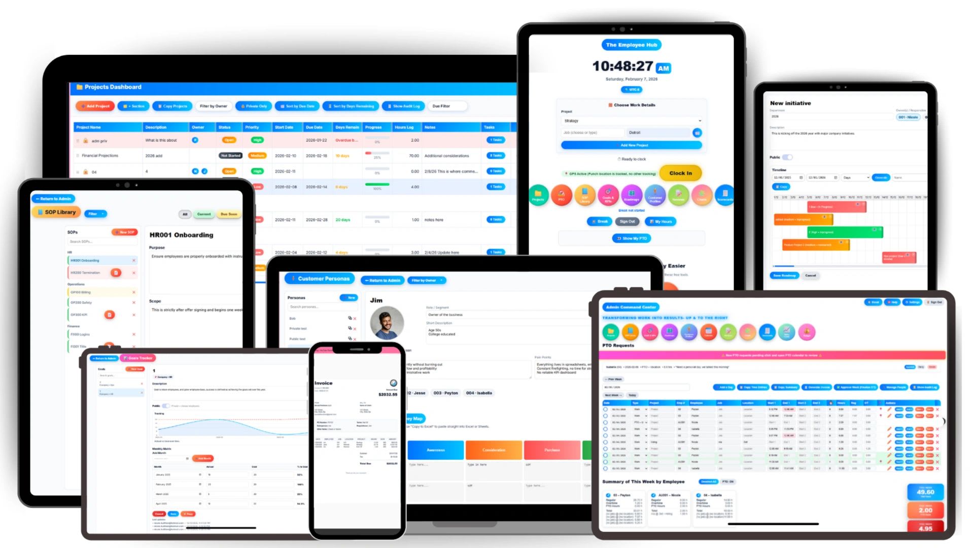 Small business owner managing operations with software