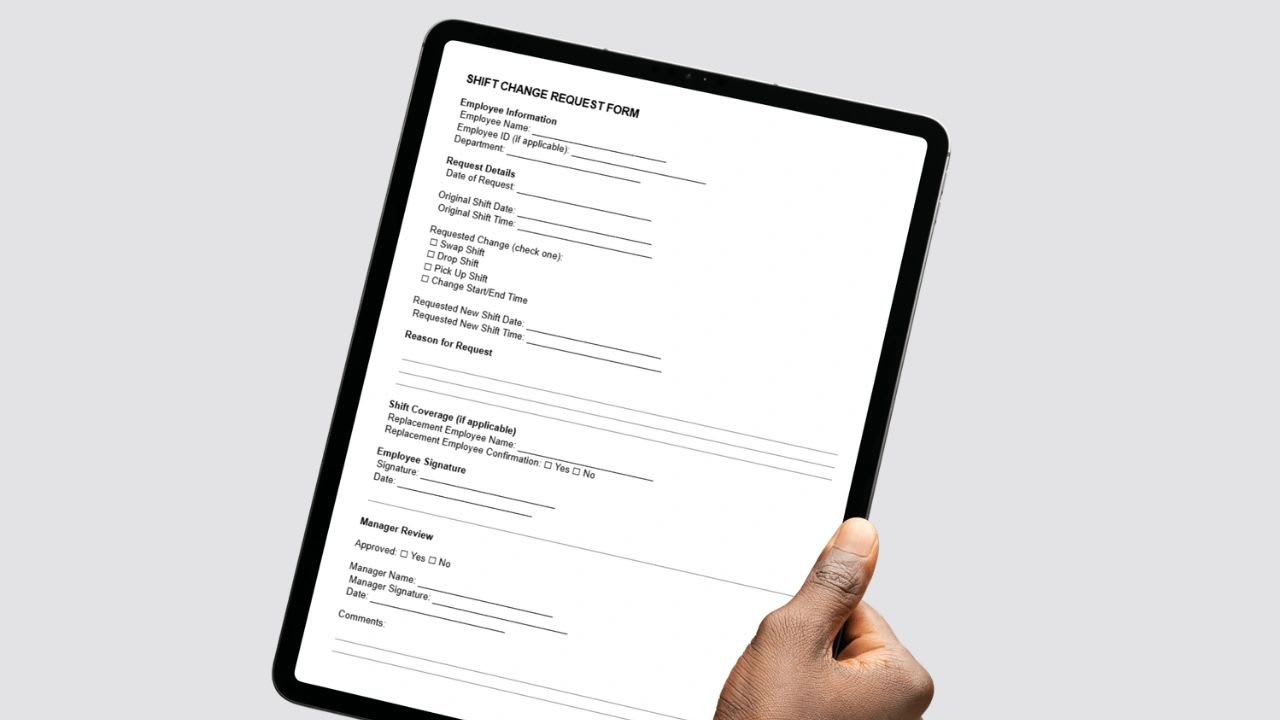 Free shift change request form template for managers and employees