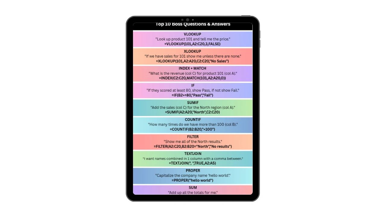 Top 10 boss questions and how to answer them in Excel