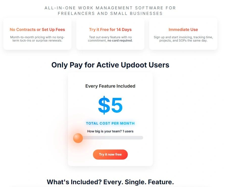 ClockShark pricing vs. Updoot pricing comparison