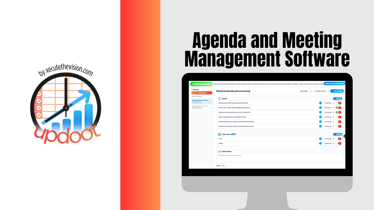 Agenda and meeting management software dashboard