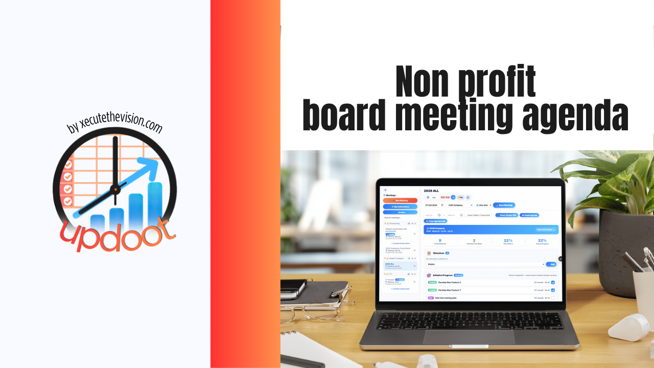 Agenda for a nonprofit board of directors meeting: governance rules and a free template