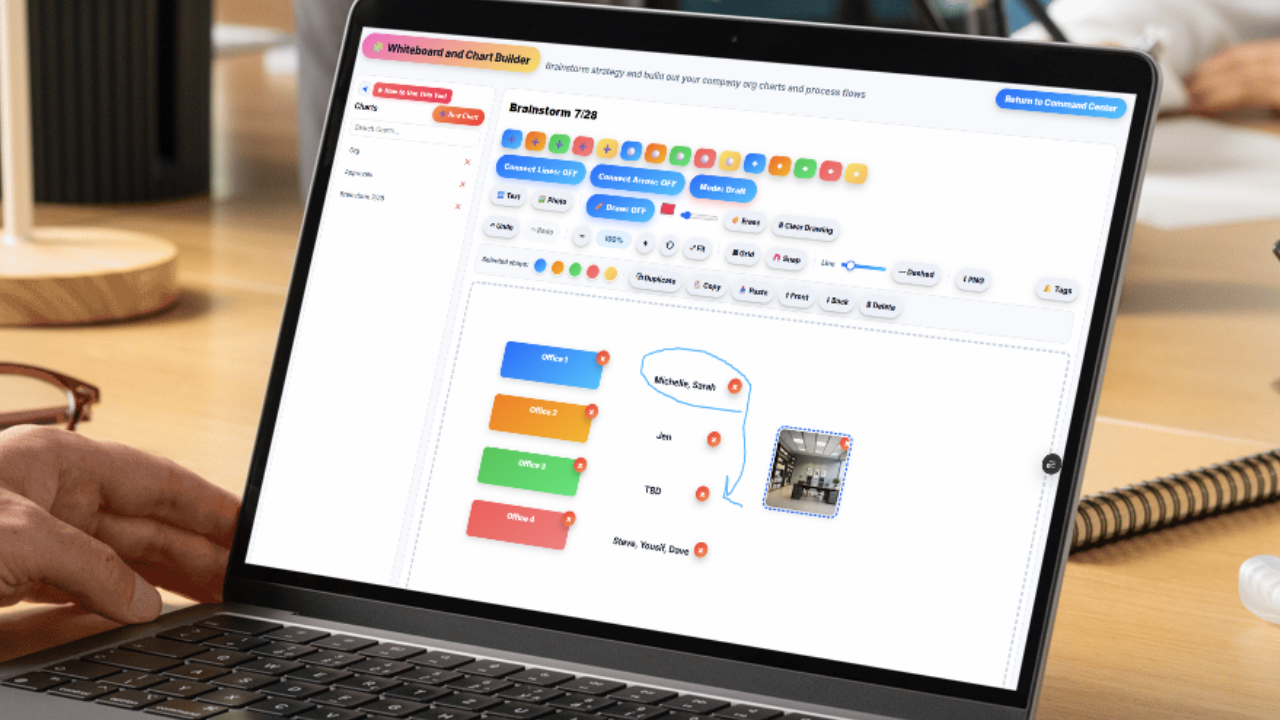 Real-time collaborative whiteboard with multiple users drawing and annotating