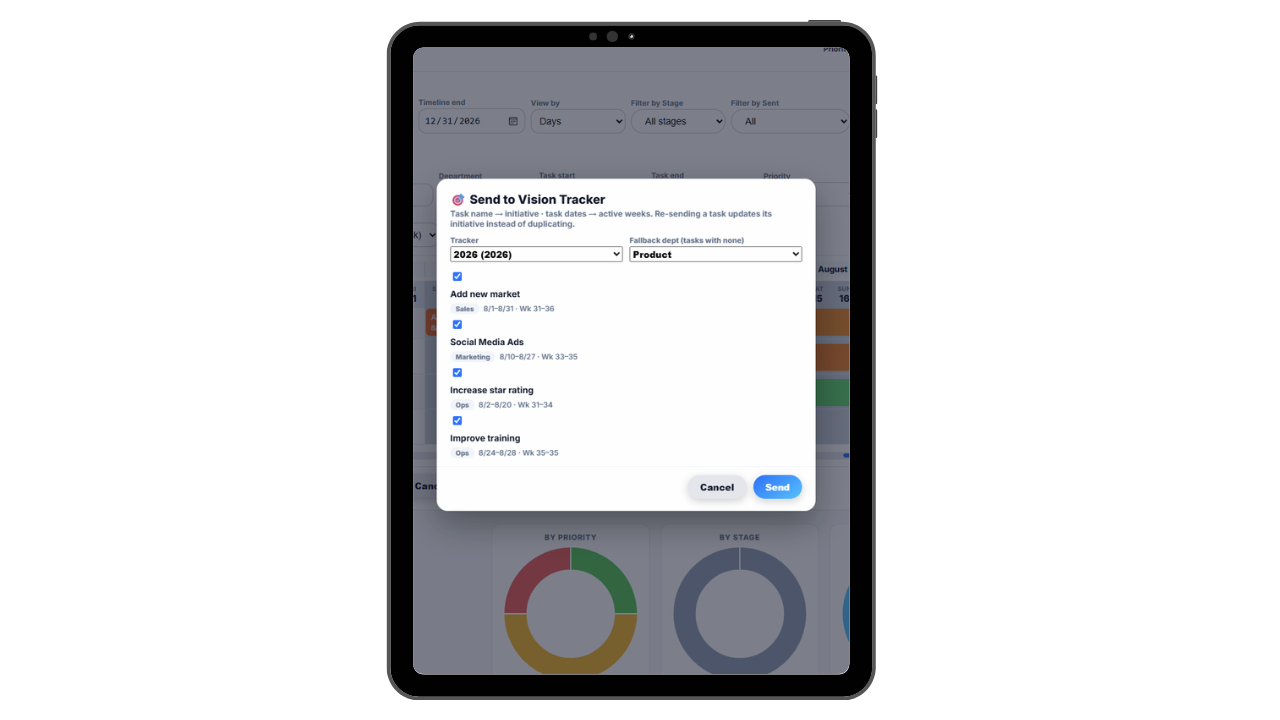 Approved roadmap initiative automatically creating a project