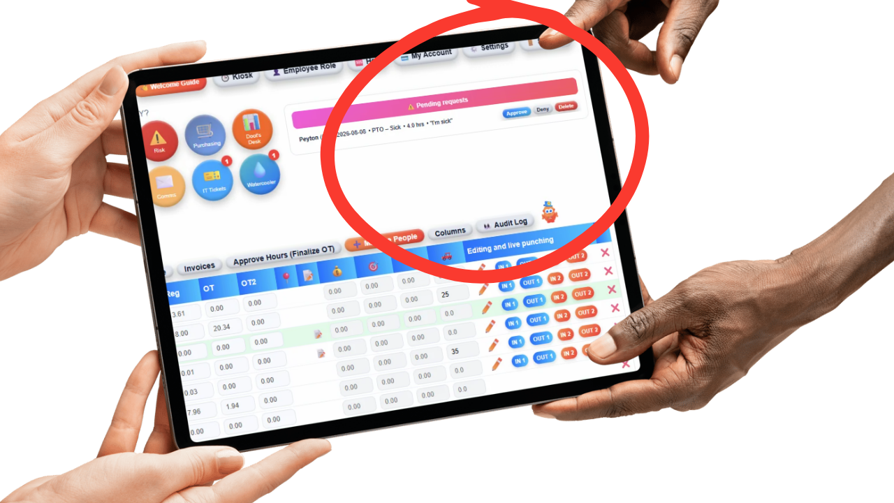PTO approval request notification and one-click approve or deny buttons
