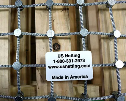 Steel cable cargo netting close-up
