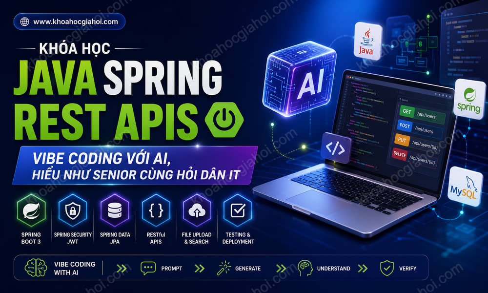 Khóa Học Java Spring REST APIs – Vibe Coding với AI, Hiểu Như Senior Cùng Hỏi Dân IT