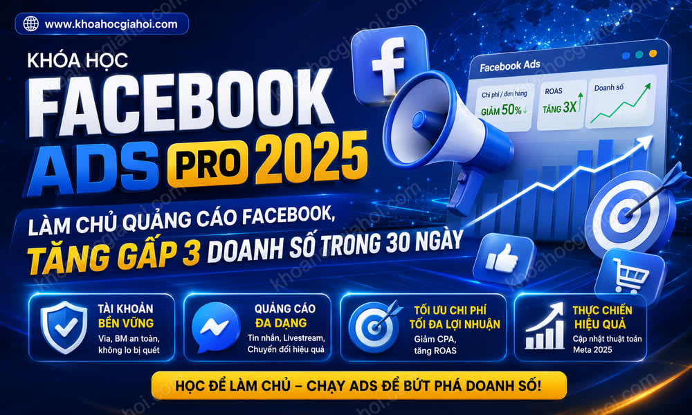 Khóa Học Facebook Ads Pro 2025 – Làm Chủ Quảng Cáo Facebook, Tăng Gấp 3 Doanh Số Trong 30 Ngày