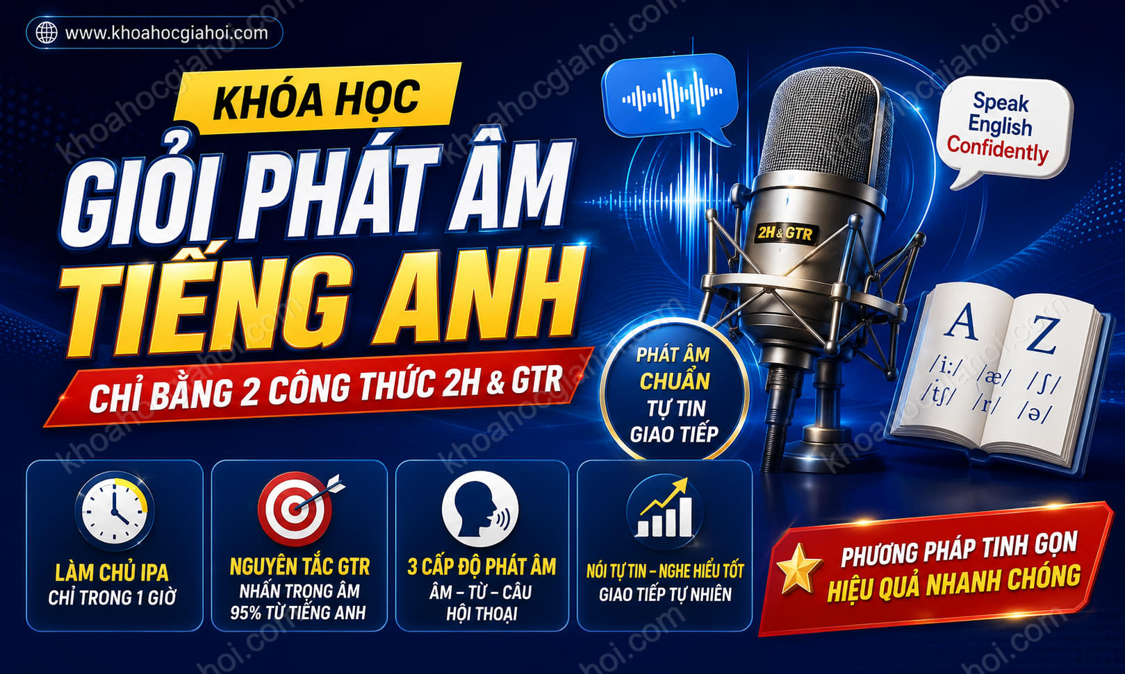 Khóa Học Giỏi Phát Âm Tiếng Anh Chỉ Bằng 2 Công Thức 2h & Gtr
