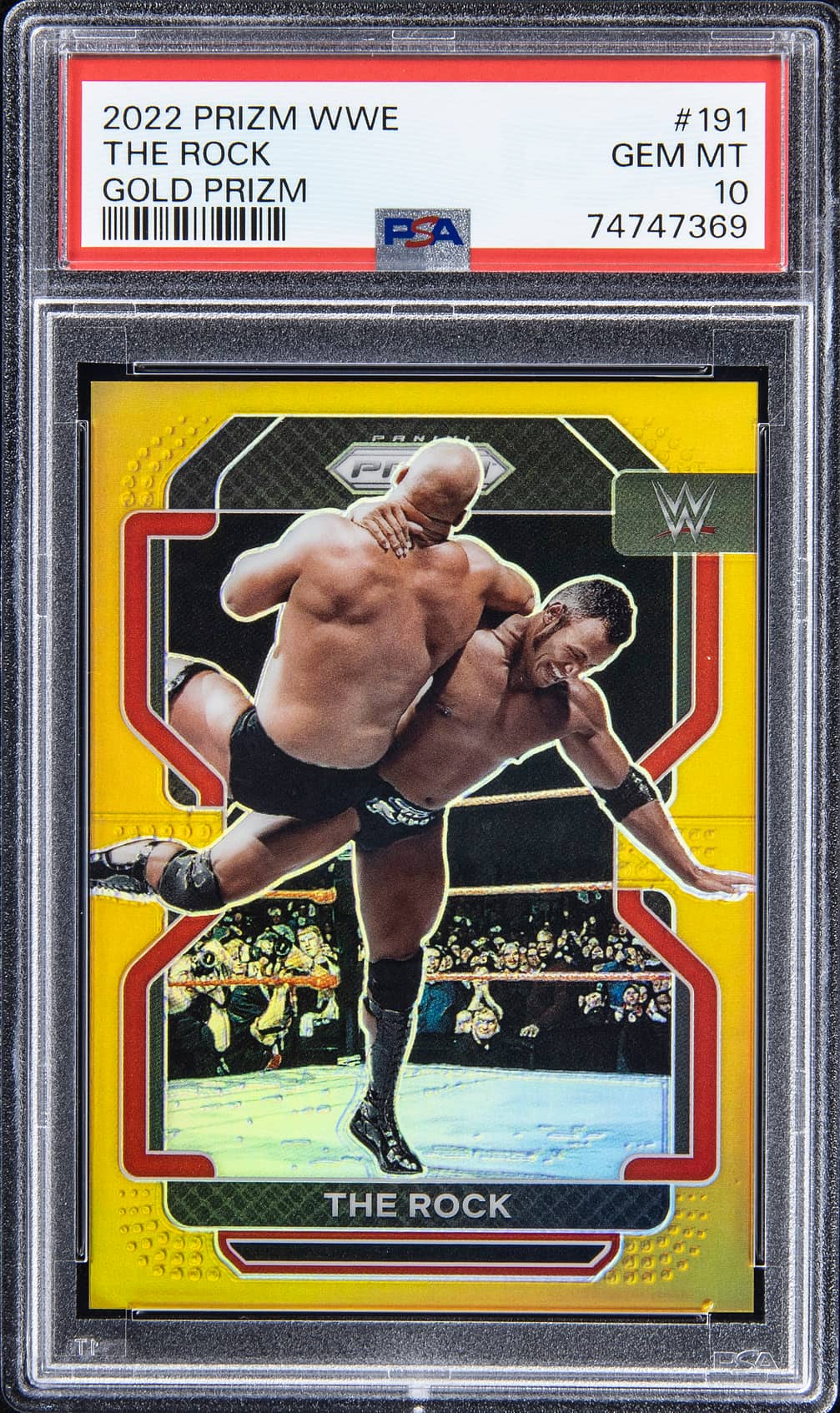 2022 Panini Prizm WWE Gold Prizm #191 The Rock (#01/10) - PSA GEM MT 10 - Pop 3