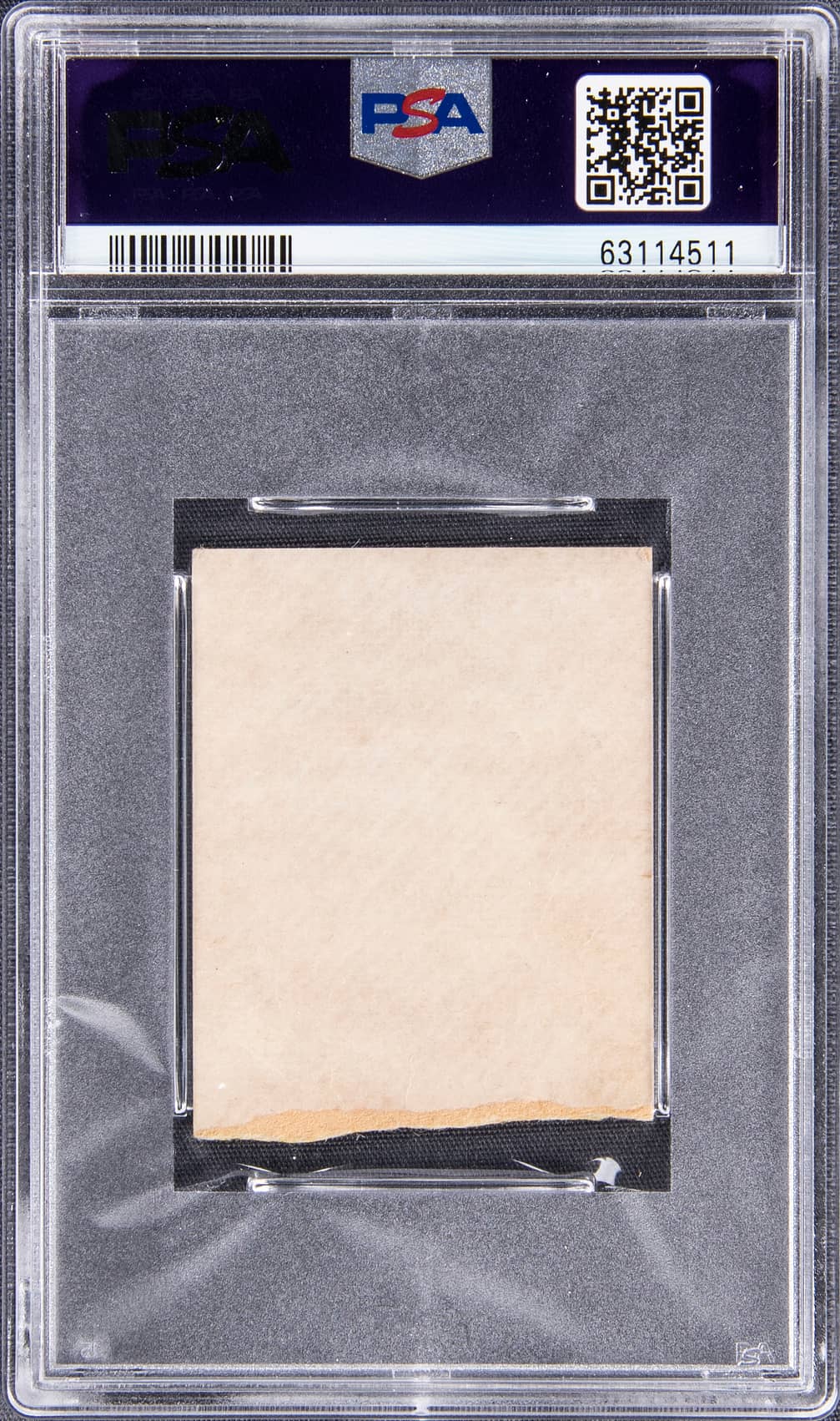 Reverse detail view of the 1985 inaugural WrestleMania ticket stub dated March 31 1985 showing back printing edge wear and PSA/DNA authentication details close up