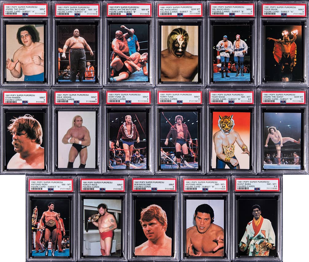 1981 Popy Super Puroresu Complete PSA-Graded Complete Set (17) - Featuring Hulk Hogan, Andre The Giant