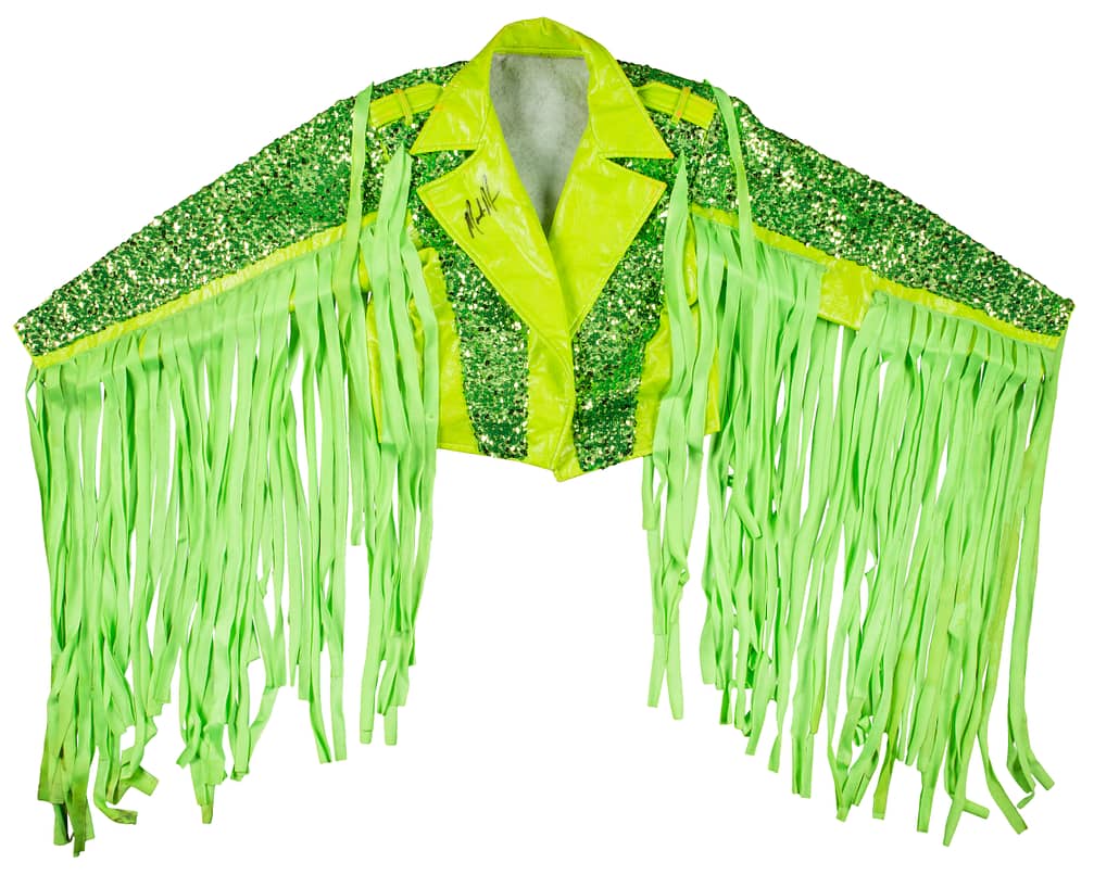 c. 1989 Macho Man Randy Savage Worn, Signed Lime Green Costume Jacket – With Likely Photo Match – Resolution, JSA