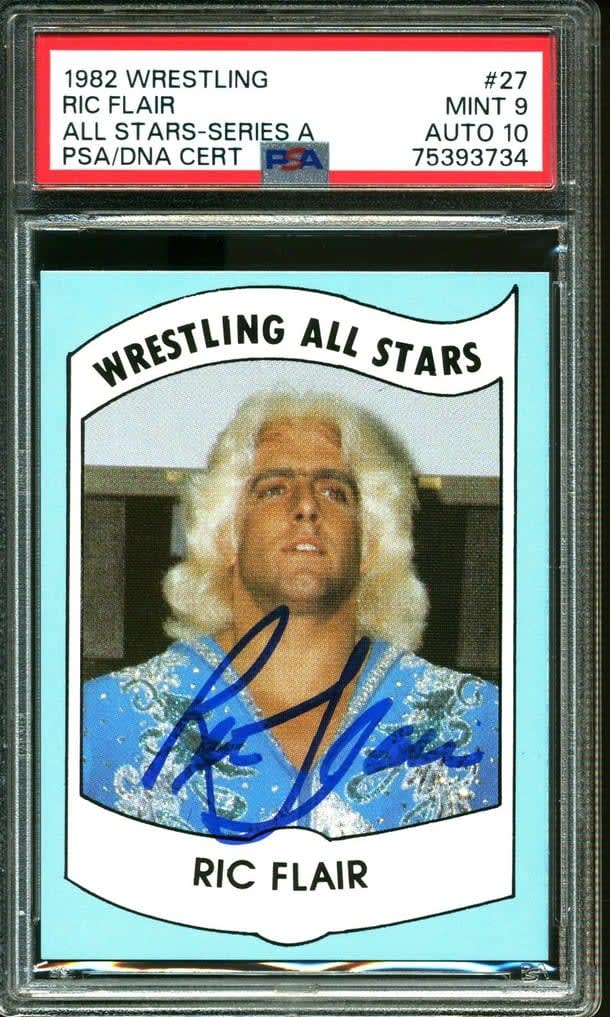 1982 WRESTLING ALL-STARS SERIES A #27 RIC FLAIR POP 2 PSA 9 DNA AUTO 10