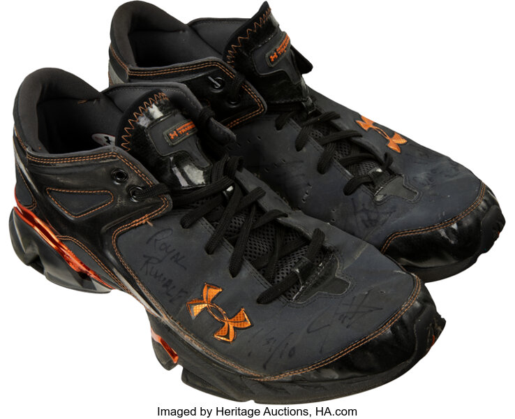 2010 John Cena Royal Rumble Ring Worn & Signed Sneakers with WWE
Letter.