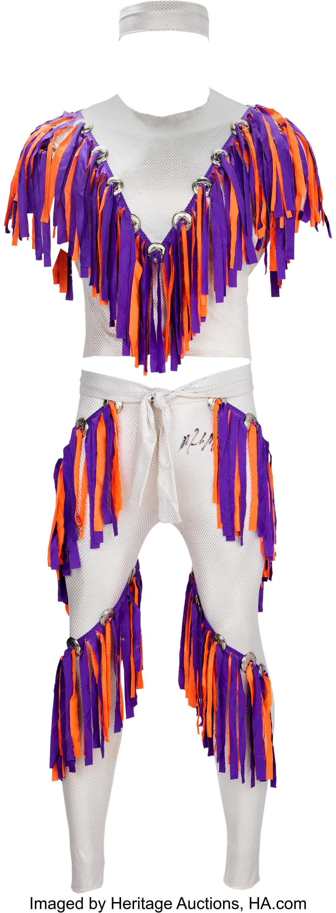 1989 Macho Man Randy Savage Ring Worn & Signed Outfit with
Apparent Photo Match to Announcement of Sensational Sherri Becoming
His Manager from The Macho Man Randy Savage Collection.