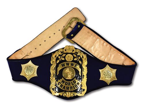 BRUNO SAMMARTINO'S SIGNED 1963 WORLD WIDE WRESTLING FEDERATION HEAVYWEIGHT CHAMPIONSHIP BELT - 