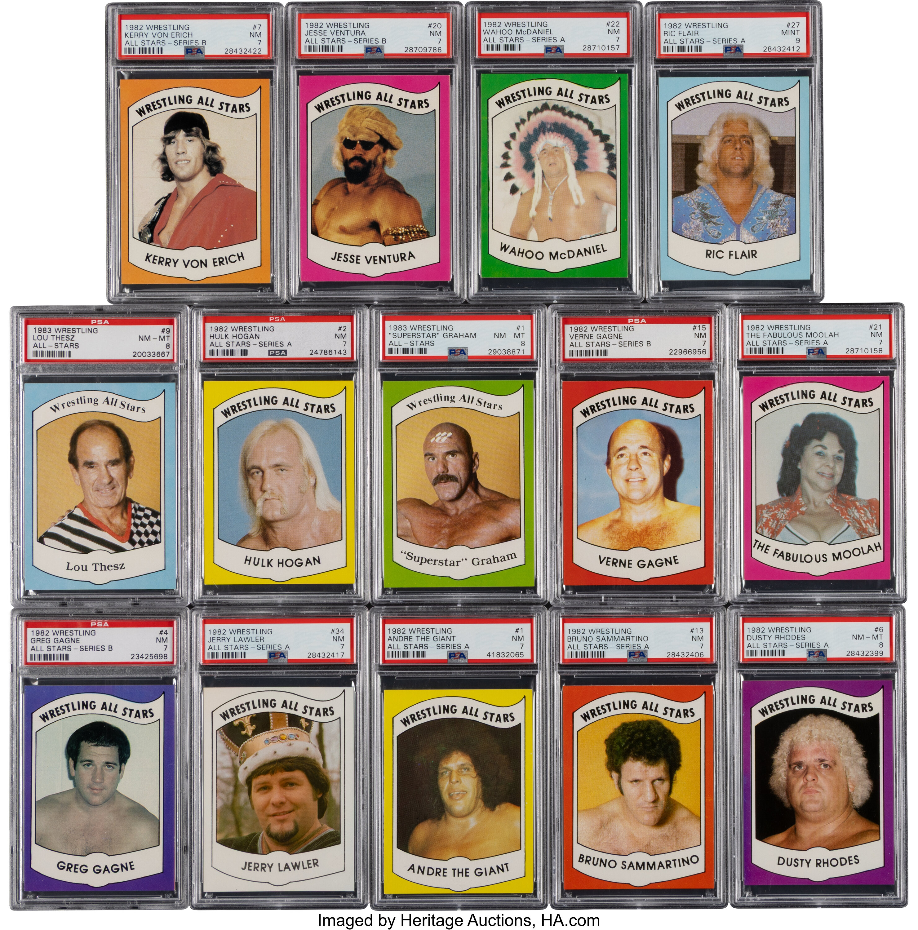 1982 & 1983 Pro Wrestling Enterprises Wrestling All-Stars PSA Graded Complete Sets (3)