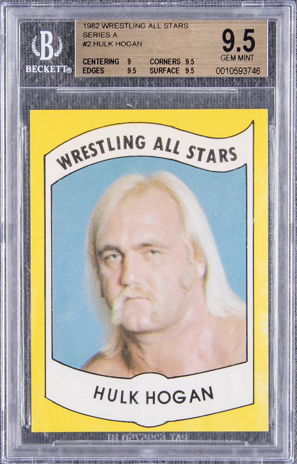 1982 Wrestling All-Stars Series A #2 Hulk Hogan Rookie Card – BGS GEM MINT 9.5