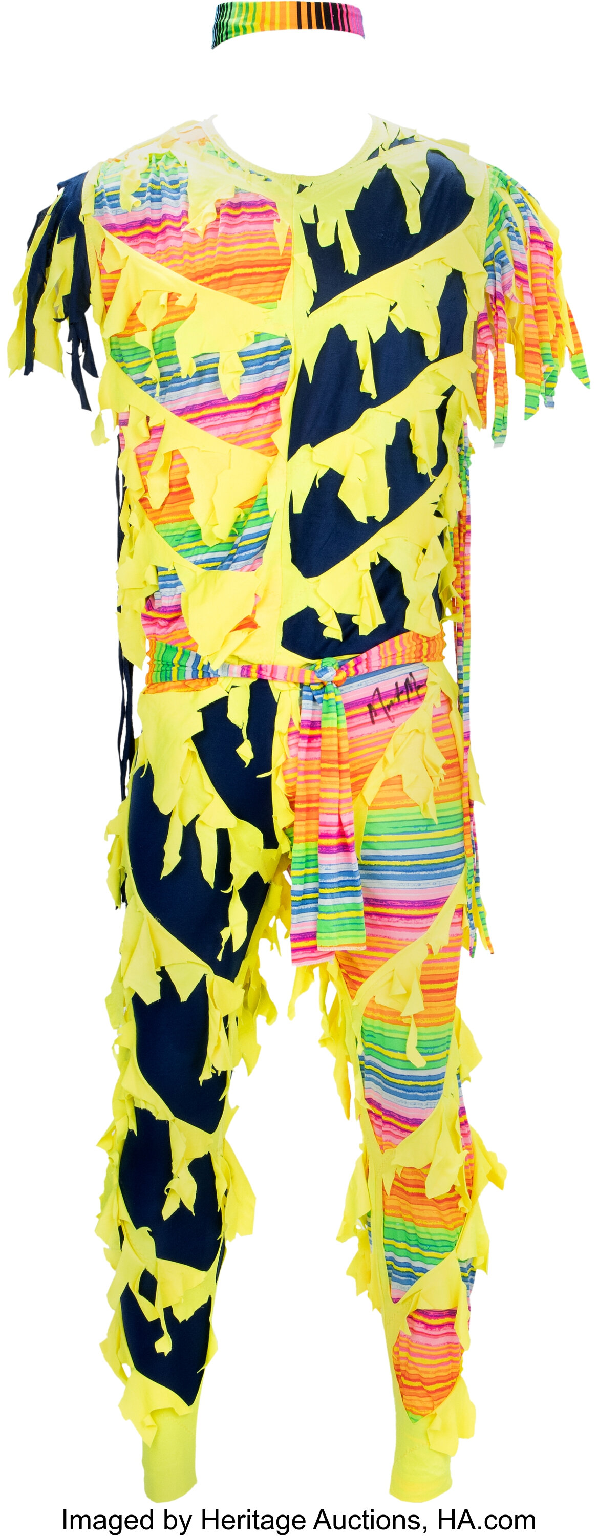 1996 Macho Man Randy Savage Ring Worn & Signed Outfit & Wraps -
Used for Halloween Havoc Promotion vs. Hulk Hogan & SuperBrawl VI
Match vs. Ric Flair from The Macho Man Randy Savage Collection.