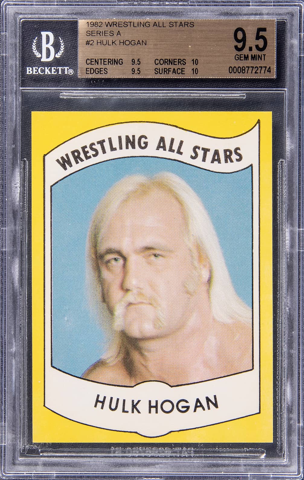 1982 Wrestling All Stars Series A #2 Hulk Hogan Rookie Card – BGS GEM MINT 9.5 – True Gem+