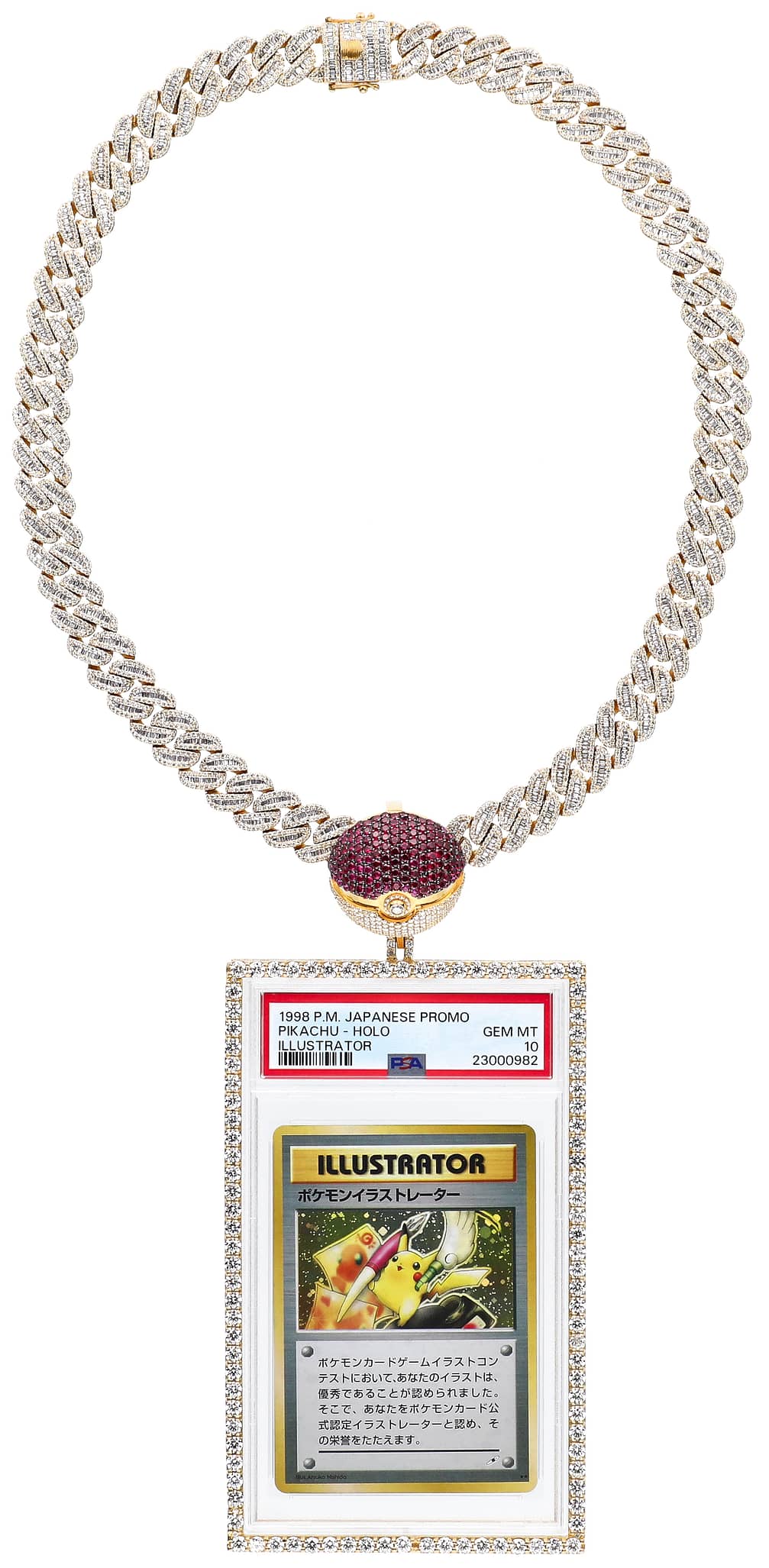 Logan Paul's World-Record-Holding Pikachu Illustrator as Seen on King of Collectibles: The Goldin Touch - PSA GEM MT 10 - Pop 1 - Includes Custom Diamond Necklace Worn at WrestleMania 38, Hand-Delivery to Winning Bidder by Logan Paul Himself!