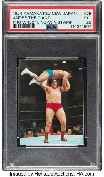 1974 Yamakatsu New Japan Andre the Giant (Pro Wrestling-Winning Stamp) #25 PSA EX+ 5.5 - Pop One, None Higher!