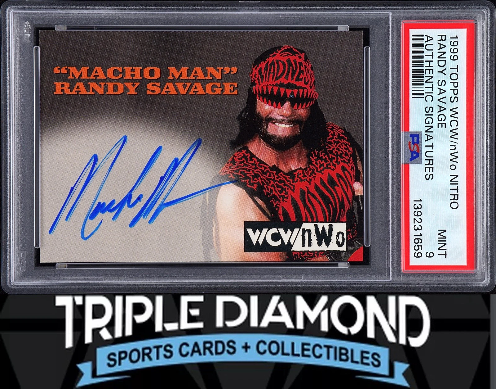 1999 Topps WCW/nWo Nitro Randy Savage Authentic Signatures Auto PSA 9 U756