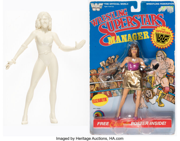 WWF Miss Elizabeth Wrestling Superstars Manager Resin Prototype with Final Product (LJN, 1985).