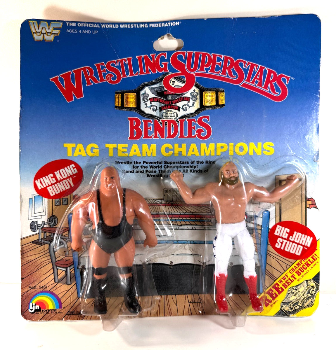 MOC WWF Wrestling Superstars Bendies Tag Team KING KONG BUNDY BIG JOHN STUDD