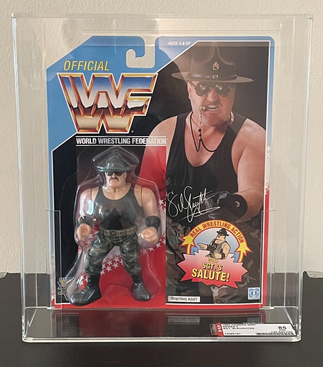 Main front view of WWF Hasbro Sgt. Slaughter Series 3 MOC 